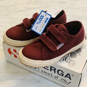 Boys Superga Cotjastrap Burgandy size 1 NIB